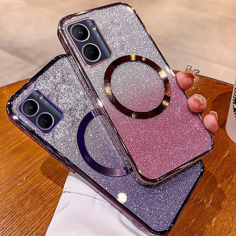 เคส Vivo Y18 Y03 Y28 4G Y02 Y02S Y17 Y15 Y12 Y11 Y15S Y15A Y01 Y16 Y17S Y20i Y20 Y12S Y12A Y20S Y20S G Y21 Y21T Y33S Y22S Y27 Y31 2021 Y51 2020 Y35 Y36 V21E Y73 4G V29E 5G Y200 เคสกลิตเตอร์ชุบหรูหรา เคสโทรศัพท์กลิตเตอร์ชุบพร้อมแม่เหล็กดูดและเลนส์ป้องกันกา
