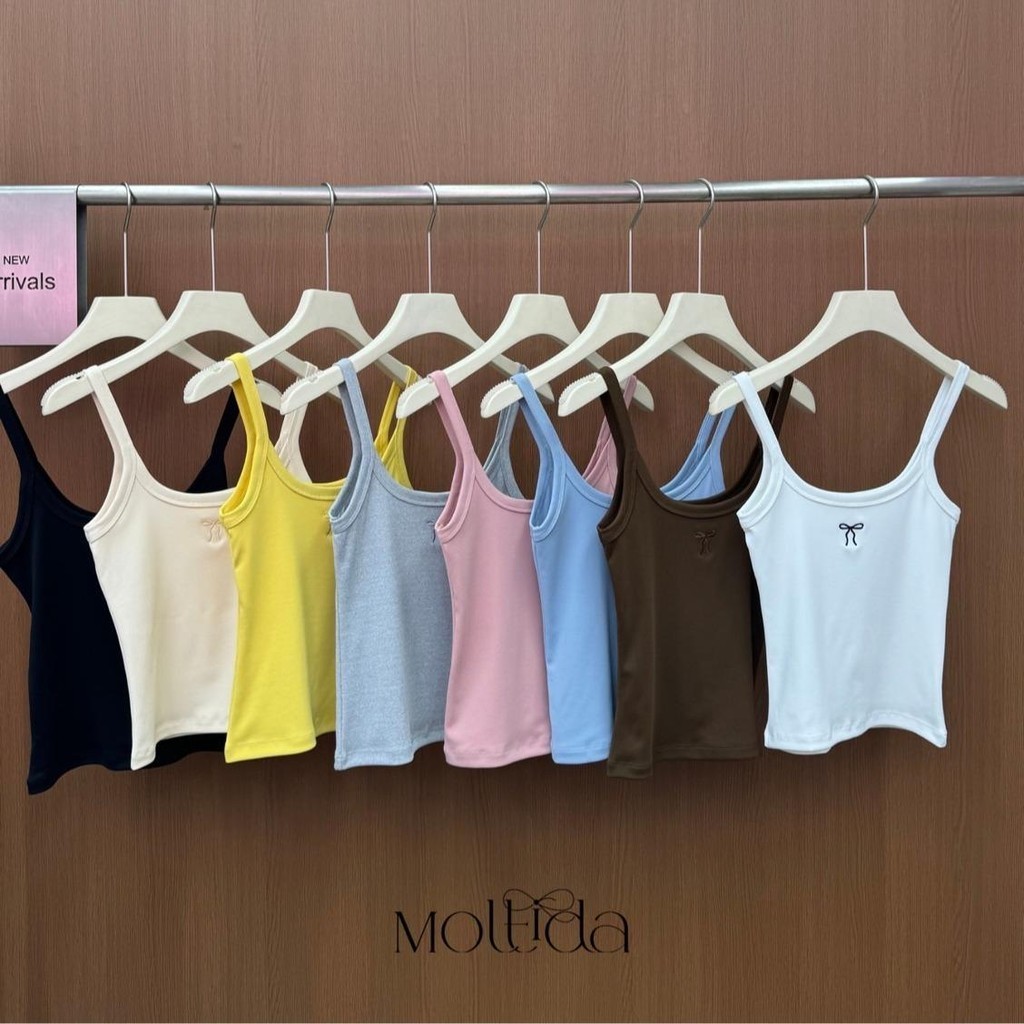 KN.Clothes เสื้อกล้าม ปักโบว์ช่วงหน้าอก ผ้าไม่บาง ระบายอากาศดี ทรงสวย Moltida