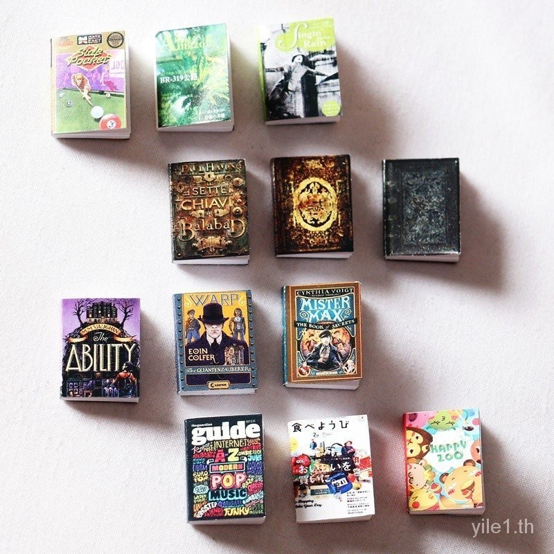 1: 12 บ้านตุ๊กตามินิจําลองหนังสือสีนิตยสารกระเป๋าการ์ตูนเครื่องใช้ในบ้านฉากตกแต่งอุปกรณ์ประกอบฉากยิง