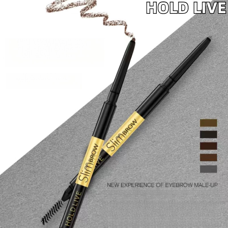 HOLD LIVE ดินสอเขียนคิ้วแบบ Double-Ended กันเหงื่อ Non-Fading ธรรมชาติสามมิติ Non-Clumping
