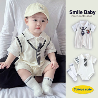 คุณภาพสูง เสื้อผ้าเด็กฤดูร้อนสไตล์วิทยาลัยบอดี้สูทแขนสั้น 0-…