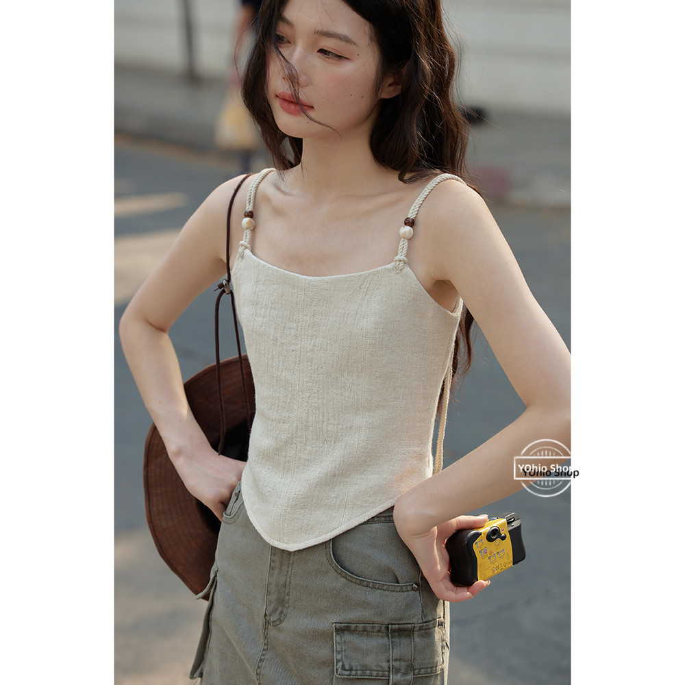 เสื้อชั้นในสตรีแขนกุดหรูหราฝรั่งเศสฤดูร้อนของผู้หญิง