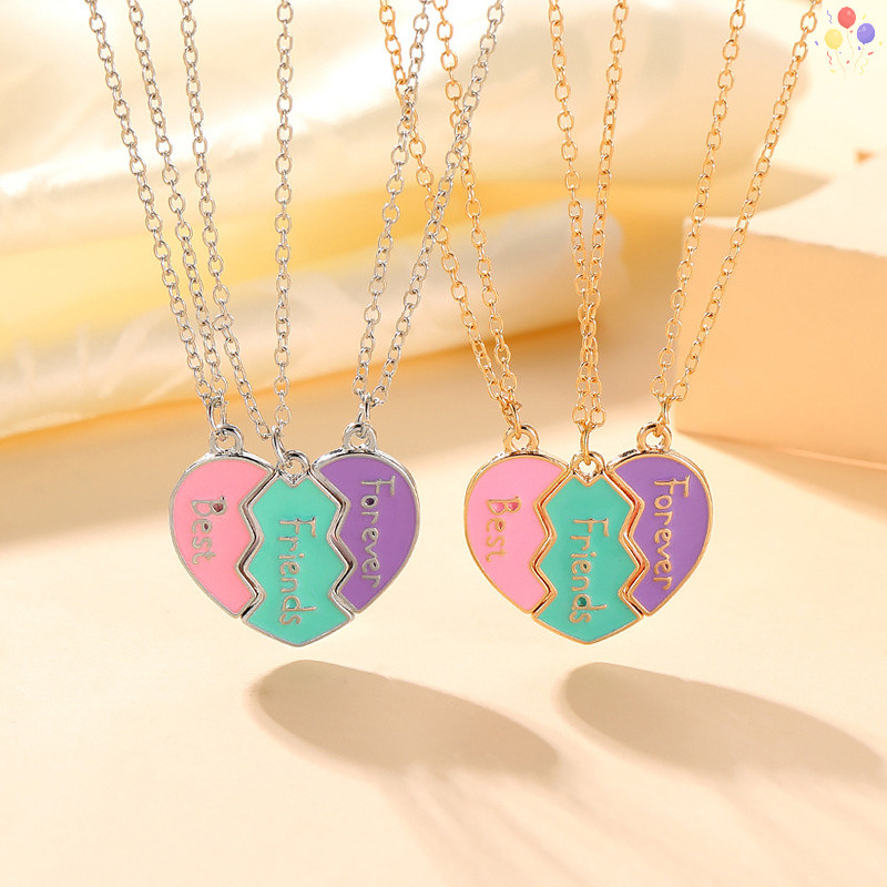 [CO] สร้อยคอเพื่อนที่ดีที่สุดสําหรับจี้หัวใจจับคู่ 3 อัน สร้อยคอมิตรภาพ Bff แม่เหล็ก TH