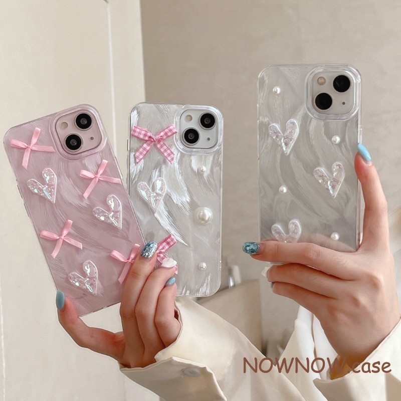 เข้ากันได้สําหรับiphone 15 14 13 12 11 Pro MAX X XR XS MAX 7 8 Plus INSสีชมพูโบว์Gradient Love Featherเส้นด้ายAskingเคสโทรศัพท์สาวอ่อนโยนนุ่ม