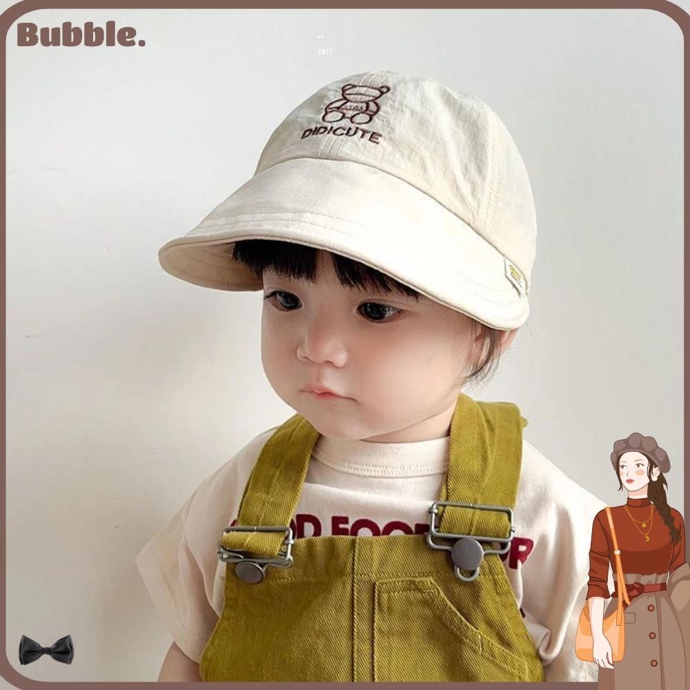 Bubble หมวกเด็ก, หมวกกันแดดสีทึบแบบปรับได้, ผ้าฝ้ายน่ารักขนาดใหญ่ Brim Boy Girl Bonnet Baby Summer