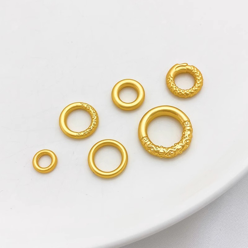 18k Matte Gold สี Retention ธรรมดาวงกลมมงคล Cloud Qiankun วงกลมแหวน diy สร้อยข้อมือสร้อยคอสร้อยข้อมือถักการเชื่อมต่อแหวนอุปกรณ์เสริม