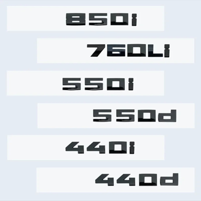 ใหม่Glossyสีดํา 3DตัวอักษรตัวเลขM850i M760Li M550d M550i M440d M440i V12 EmblemสําหรับBMW 8 7 5 4 Se