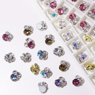 Nail Art Rhinestone สติ๊กเกอร์ติดเล็บตกแต่งคริสตัลเพชร DIY เครื่องประดับแก้วเงา 10 ชิ้น