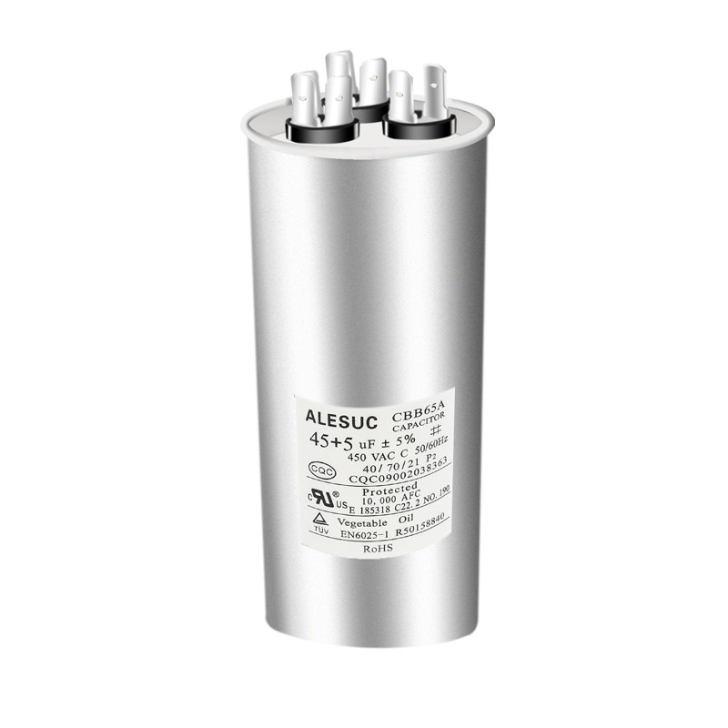 QSJZHY 45+5 uF ±5% 450VAC CBB65A Dual Run Circular Start Capacitor สําหรับ AC มอเตอร์ Run หรือพัดลมเ