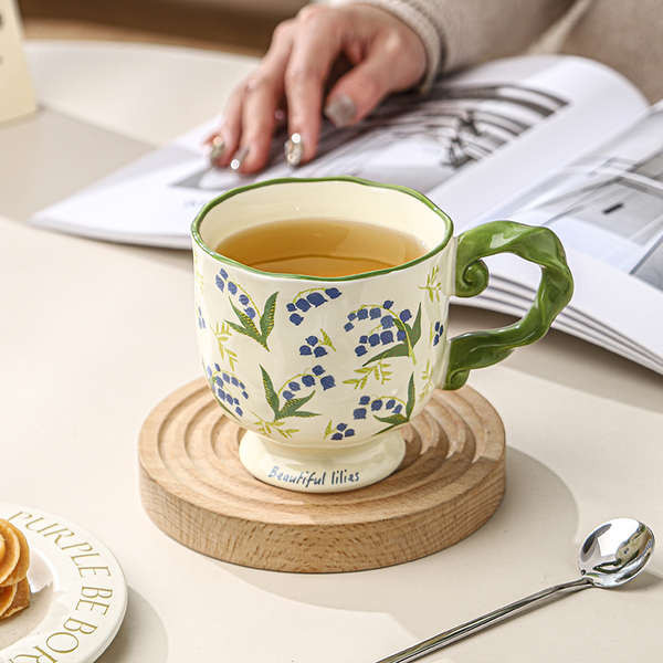 แก้วกาแฟ แก้วกาแฟดํา แก้วที่ดีพิเศษถ้วยดื่มในครัวเรือนน่ารักประณีตเซรามิกสํานักงานถ้วยกาแฟถ้วยน้ํามูลค่าสูง