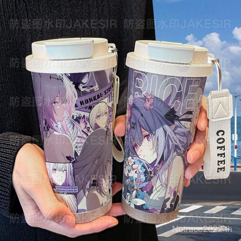 ★Star Rail★ แก้วน้ำสแตนเลสหุ้มฉนวน Castorice พร้อมหลอด ขนาดใหญ่ สำหรับดื่มกาแฟและน้ำ