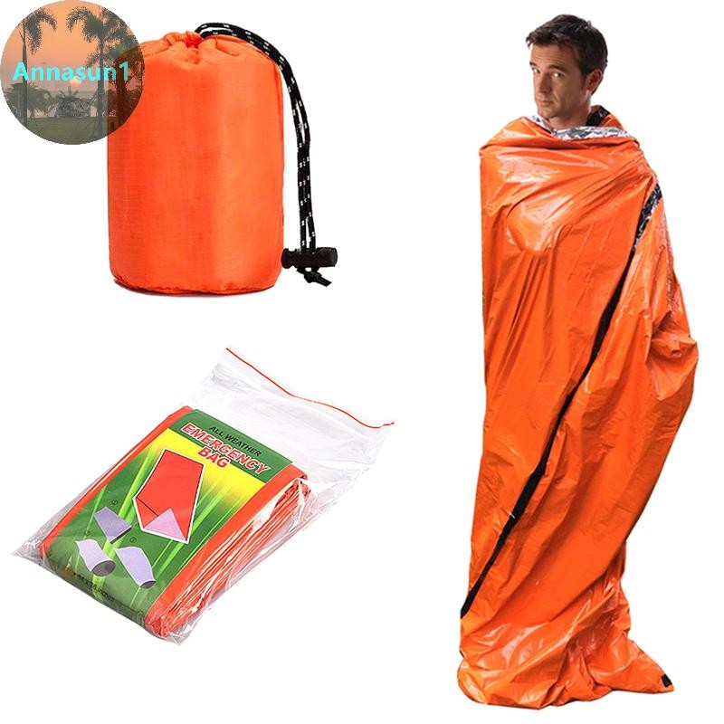 Annasun ถุงนอนฉุกเฉิน Ultra กันน้ํา Mylar ผ้าห่มความร้อนน้ําหนักเบา Survival ถุงนอนอุ่นสําหรับตั้งแคมป์เดินป่า TH