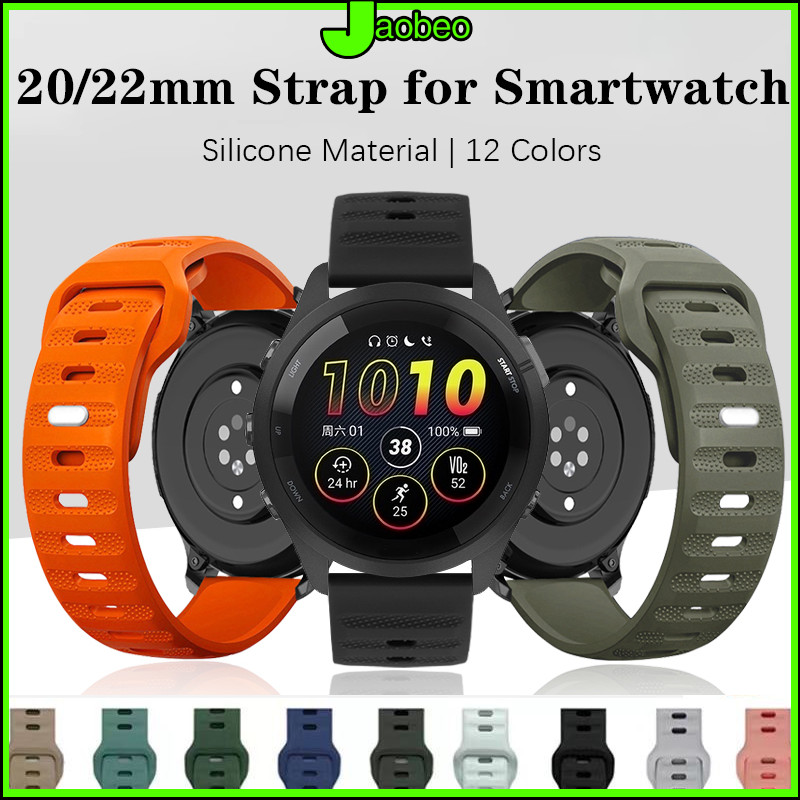 20 มม. 22 มม. สายซิลิโคนกีฬา for Samsung Galaxy Watch FE 7 6 5/Redmi Watch 5 Active/Lite/Garmin/Amazfit bip 6/Aolon
