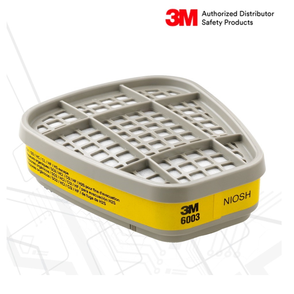 3M™ 6003 ตลับกรองไอระเหยสารตัวทำละลาย และไอกรด (1 ห่อ มี 2 ชิ้น)