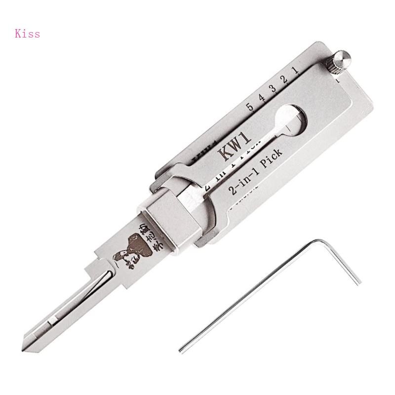 Kiss Lishi 2 in 1 KW1 ถอดรหัสสําหรับช่างกุญแจซ่อมเครื่องมือเครื่องมือสแตนเลส