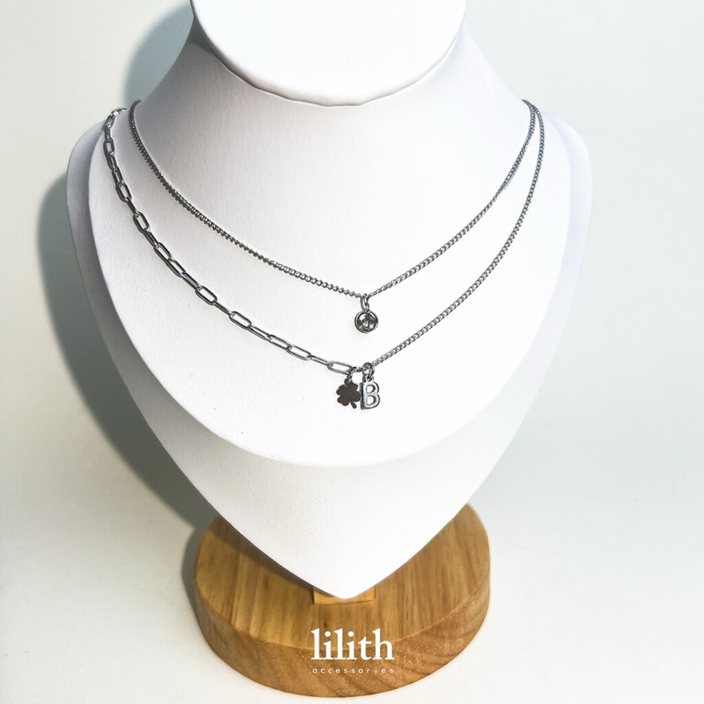 Lilith - clover charm Stainless Steel Link Chain W/ alphabet สร้อยคอ จี้ใบโคลเวอร์