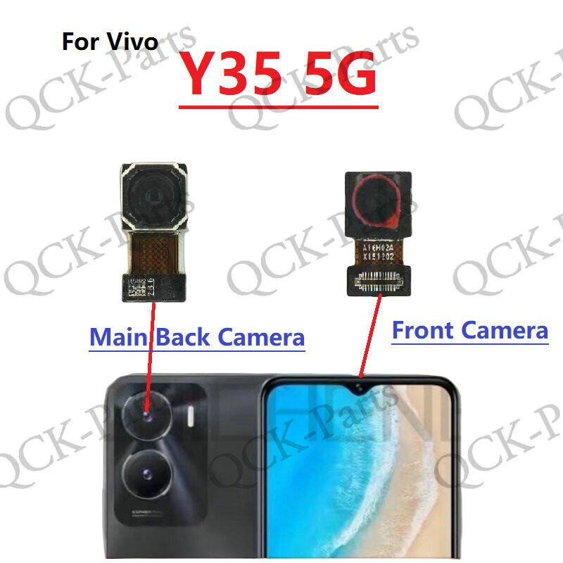 ด้านหน้าด้านหลังกล้องสําหรับ Vivo y35 5G หลัก Facing กล้องโมดูล Flex Cable เปลี่ยนอะไหล่
