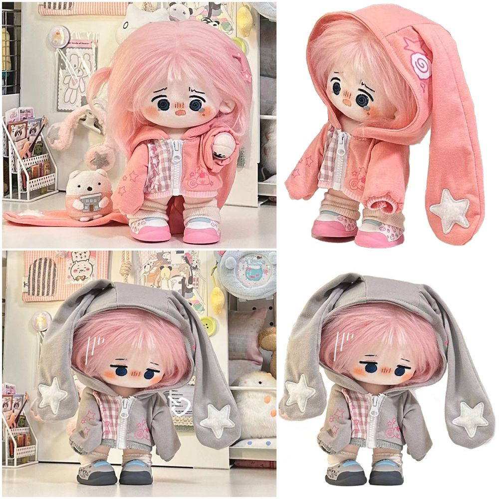 โครติน่าตุ๊กตากระต่ายหูเสื้อ,สีชมพูสีเทา20เซนติเมตรตุ๊กตาเสื้อผ้า,ตุ๊กตาอุปกรณ์เปลี่ยนชุดเกมการ์ตูนกระต่ายหูมินิเสื้อกันหนาวแจ็คเก็ตผ้าฝ้ายต - รูปที่ 2