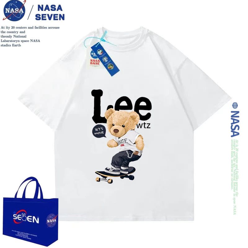 NASA 2025 สินค้าใหม่! เสื้อยืดแขนสั้นสำหรับเด็ก 100-160  สบายและนุ่ม แฟชั่นการ์ตูนน่ารักดูดซับผ้าผ้านุ่มสไตล์เกาหลี thumbnail 4