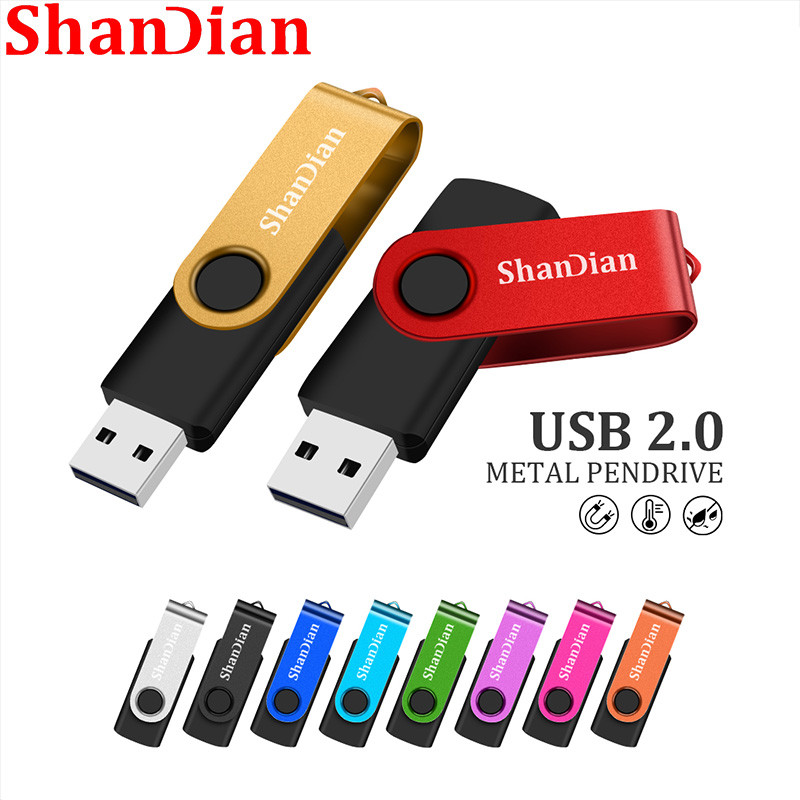 Shandian ขายส่ง USB 2.0 แฟลชไดรฟ์ปากกาโลหะสีสันสดใสพร้อมการออกแบบ Pendrive ฟรีโลโก้ที่กําหนดเอง 4GB 8GB 16GB 32GB 64GB