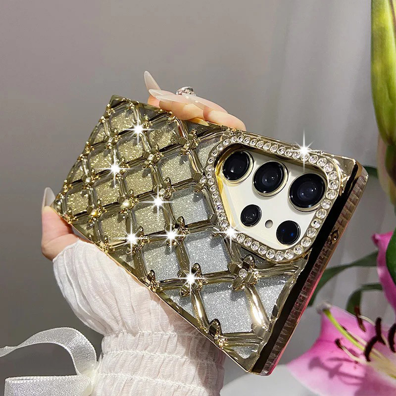 SAMSUNG สําหรับsamsung S24 FE S25 S23 Ultra S25 Plus A16 5Gแฟชั่นGlitter Electroplating Rhinestoneดอกไม้กรณีนุ่มใสกันกระแทก - รูปที่ 2