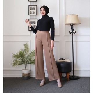 Kulot Scuba Cubit Premium wanita - Celana Kulot Putih Highwaist Jumbo - Bawahan Celana Kulot Wanita