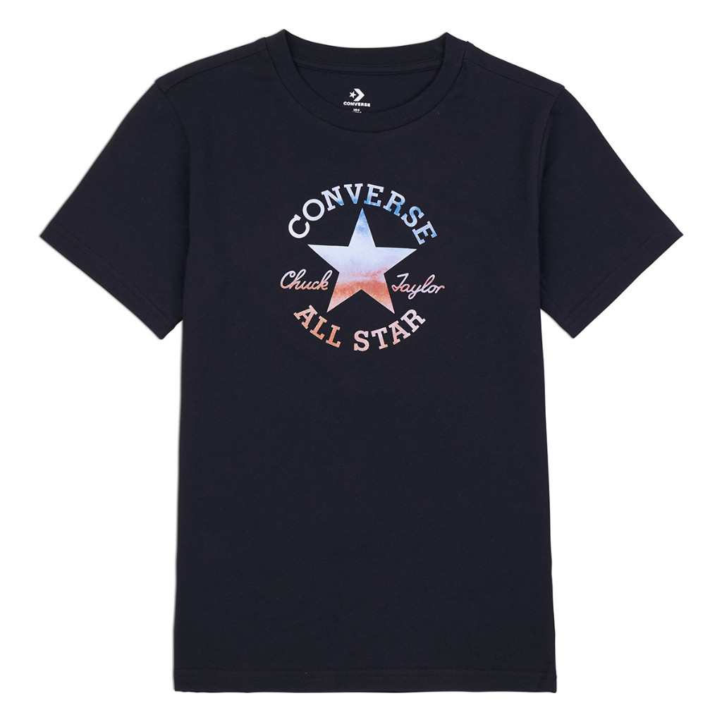 เสื้อยืดแขนสั้นผ้าฝ้ายแท้คอกลม One Five-Pointed STAR ตัวอักษรเหนือ "CONVERSE" ด้านล่างเป็น "Chuck Taylor ALL STAR "," Chuck Taylor "Lettering, Breathable ดูดี, โดยตรง!