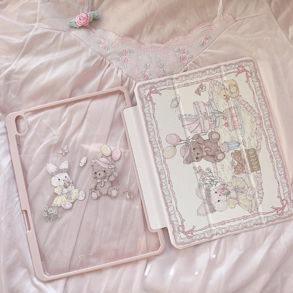 Camping Bear iPad Cover Pro 11 Air 5 4 ช่องเสียบปากกา 10th Generation 3+ เคสแท็บเล็ตแบบพับได้