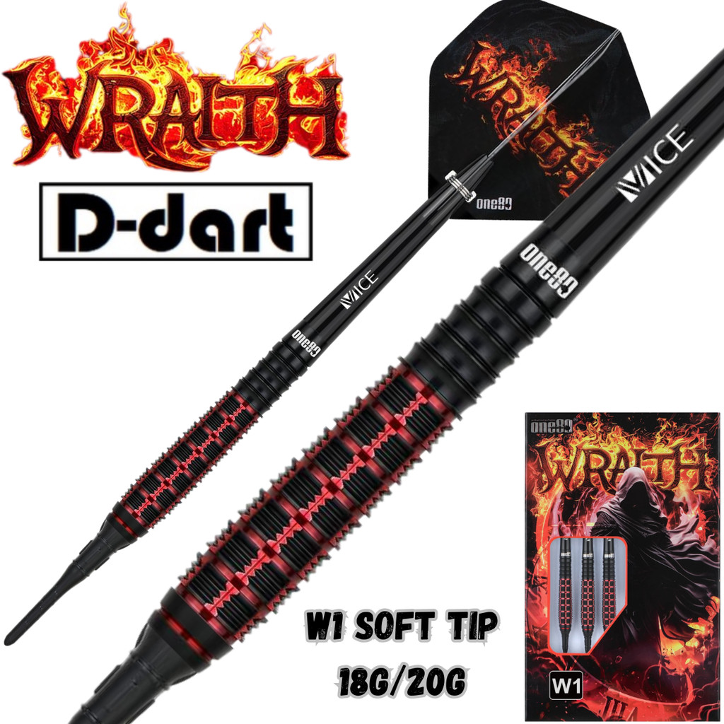 ONE80 SOFT TIP DART - 18G/20G WRAITH W1 90% Tungsten Signature Dart Set Original Electronic Darts