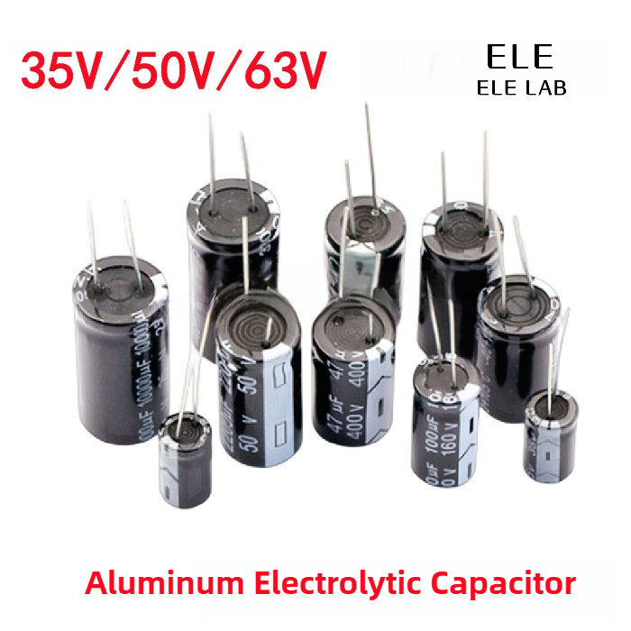ตัวเก็บประจุอลูมิเนียมอิเล็กโทรลีติค 35V 50V 63V 1000UF 2200UF 3300UF 4700UF
