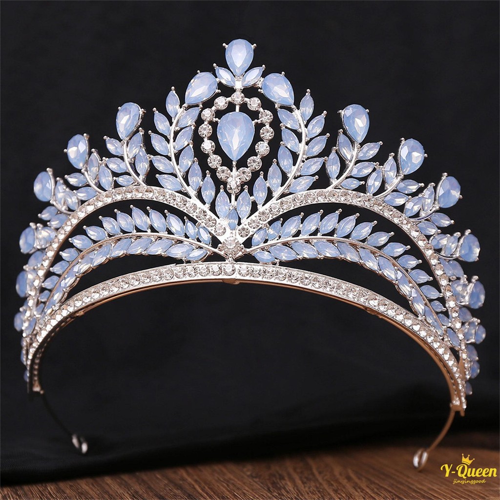แถบคาดศีรษะคริสตัล Tiara Crown หรูหรา Rhinestones Pageant เครื่องประดับ Headwear สําหรับเจ้าสาววันเกิด Party