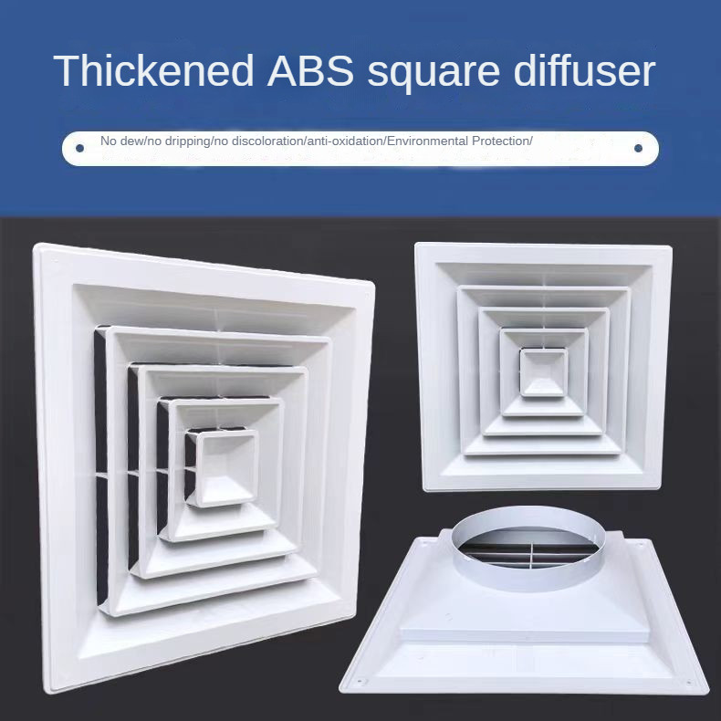 Abs Square Diffuser Central Air Conditioning Grille Four-Sided Air Outlet Square Connection Round Vent พัดลมดูดอากาศห้องน้ํา