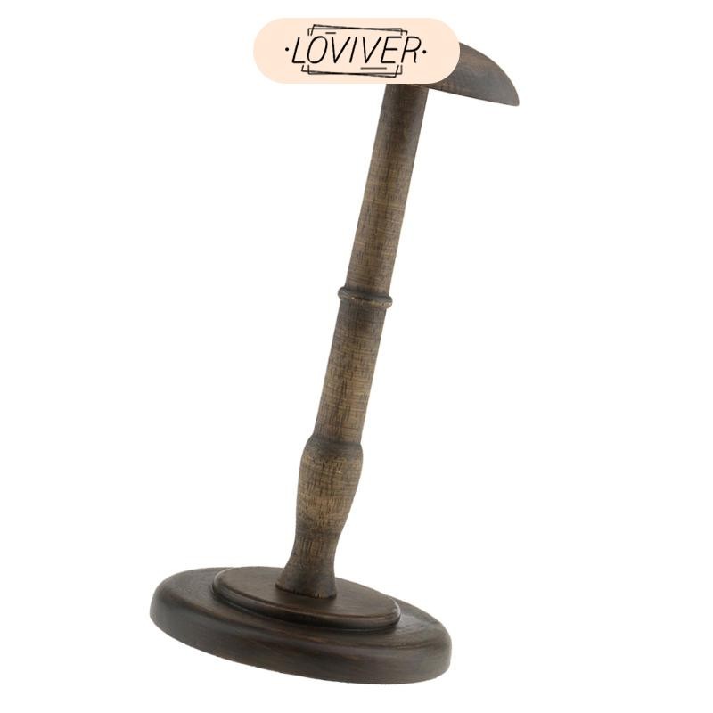 LOVIVER ไม้สไตล์วินเทจไม้วิกผมหมวกกันน็อคหมวกที่วางแร็คยืนแสดง13"