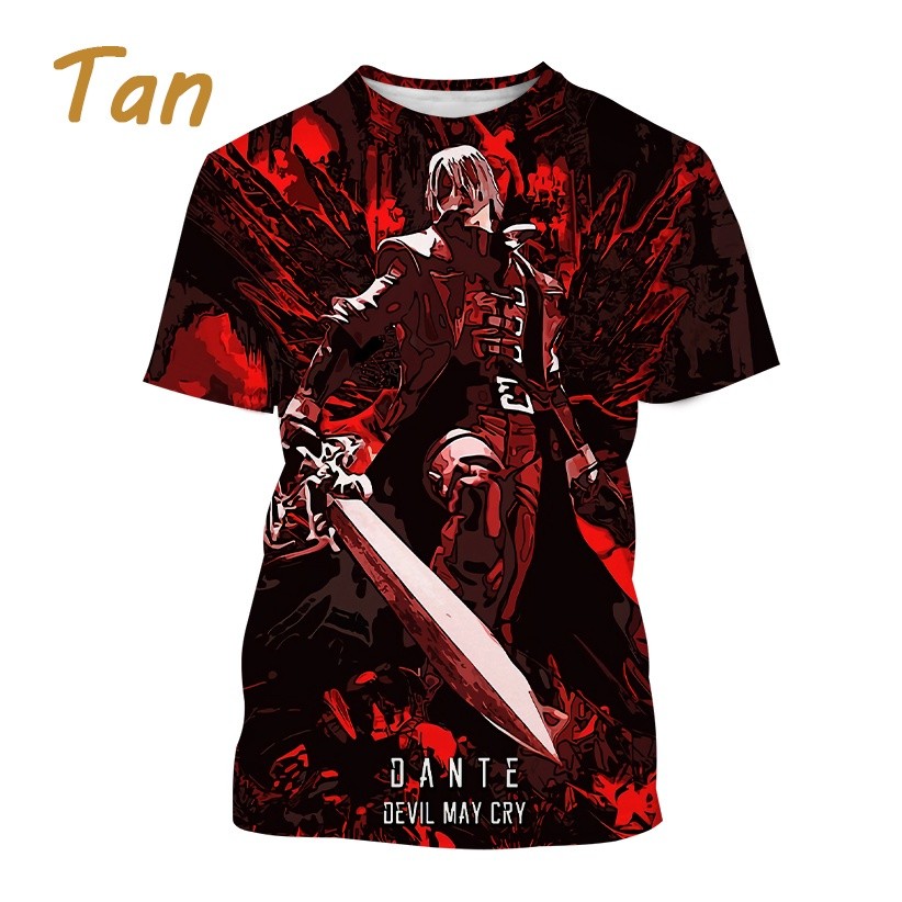 Devil May Cry ฤดูร้อนแฟชั่นใหม่ Casual 3D การพิมพ์ผู้ชายเสื้อยืดคอกลมแขนสั้น