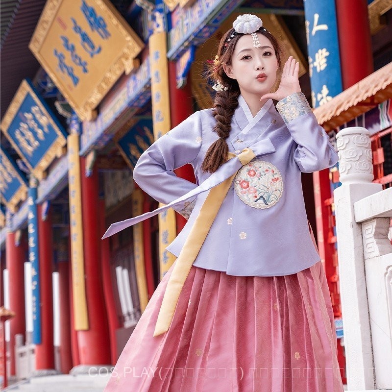 ชุดฮันบกผู้หญิง 6 สี ใหม่ 2025 ชุดเกาหลี ทางการ โบราณ ชุดเต้นรําการแสดง