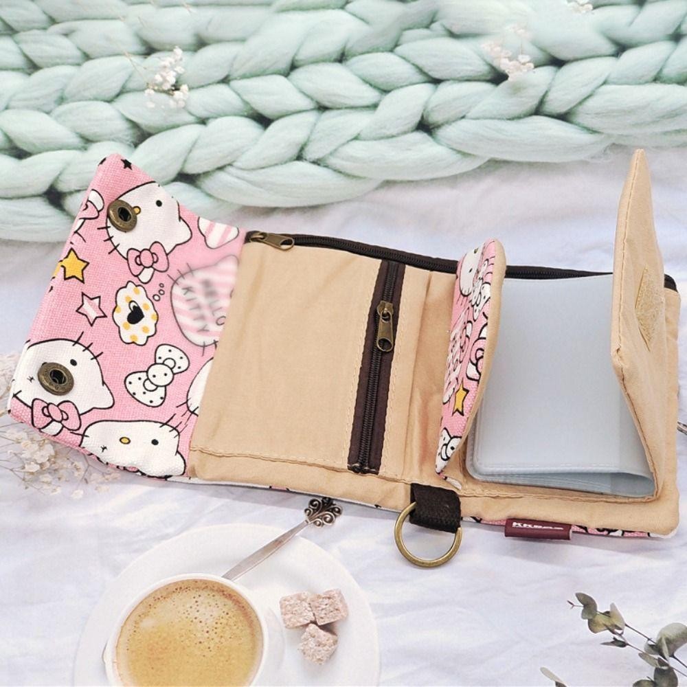 Hobbyin กระเป๋าใส่เหรียญ,การ์ตูน HelloKitty พับเปลี่ยนเงิน,กระเป๋าสตางค์ผ้าใบที่ทนทานหญิง