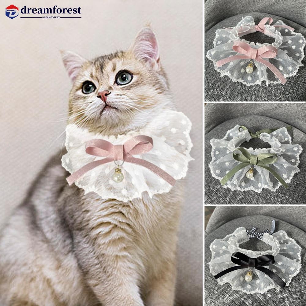 DFS ลูกไม้ Bowknot Pearl Collar แมวสุนัข Neckerchief สัตว์เลี้ยงแมวลูกแมวสุนัขลูกสุนัข String Bib สร