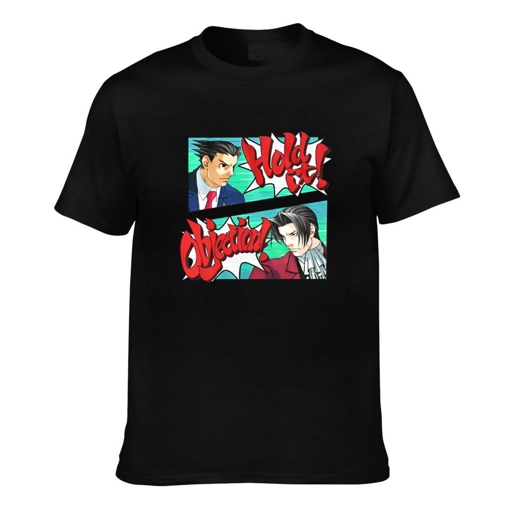 Ace Attorney Black Hold The Objection เสื้อยืดสั่งทําพิเศษยอดนิยม Man