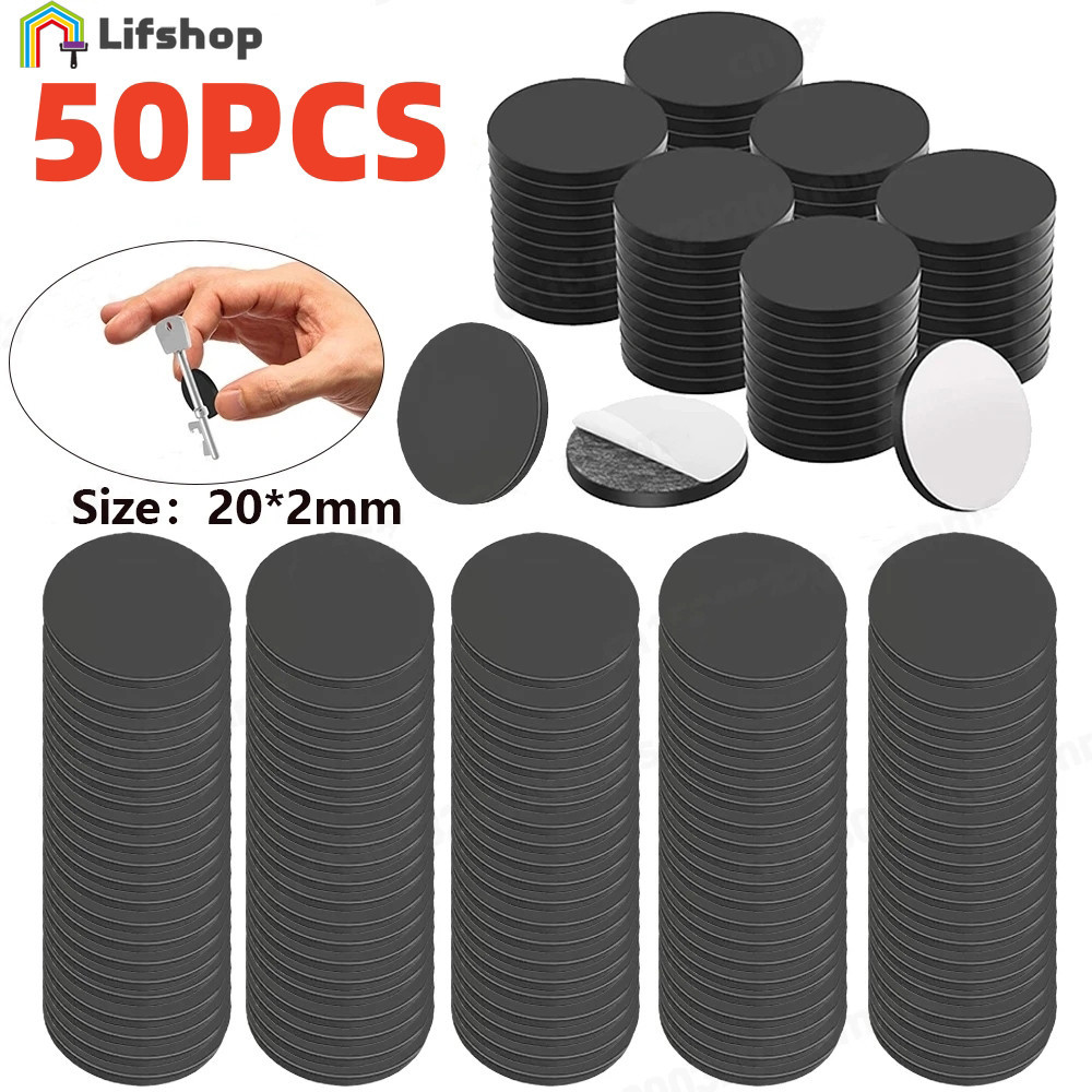สติกเกอร์แม่เหล็ก ทรงกลม มีกาวในตัว 20x2 มม. สําหรับตกแต่งตู้เย็น Diy 50 ชิ้น