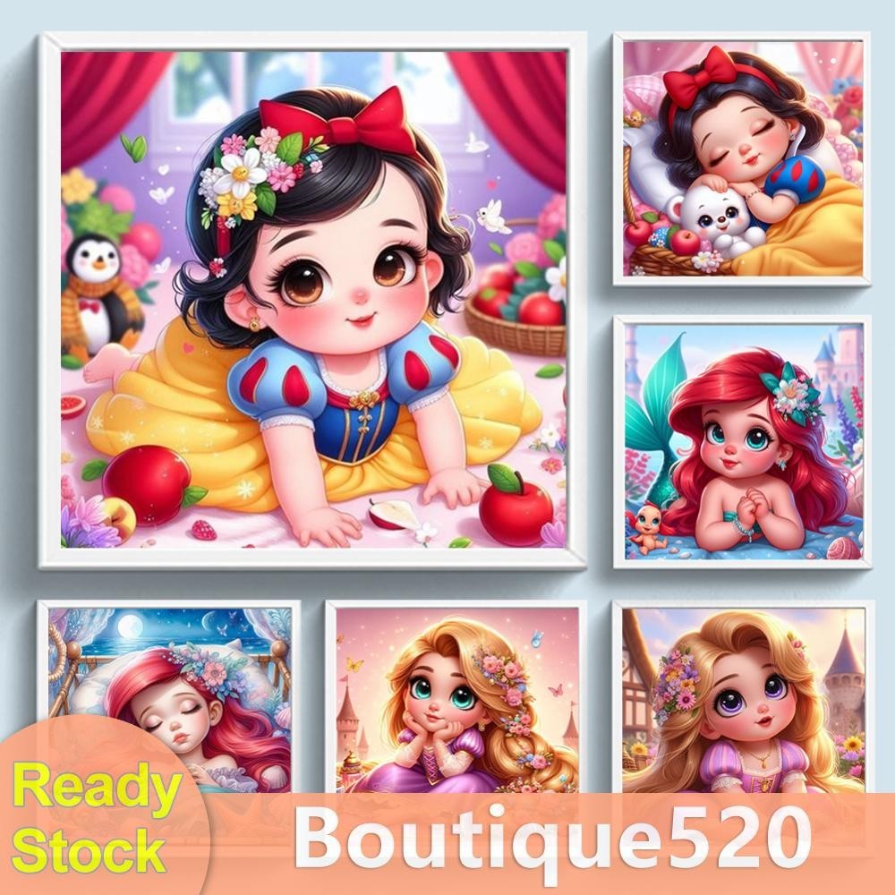 [boutique520.th] ชุดปักครอสสติตช์ ผ้าฝ้าย 11CT พิมพ์ลายเจ้าหญิง ขนาด 40x40 ซม.