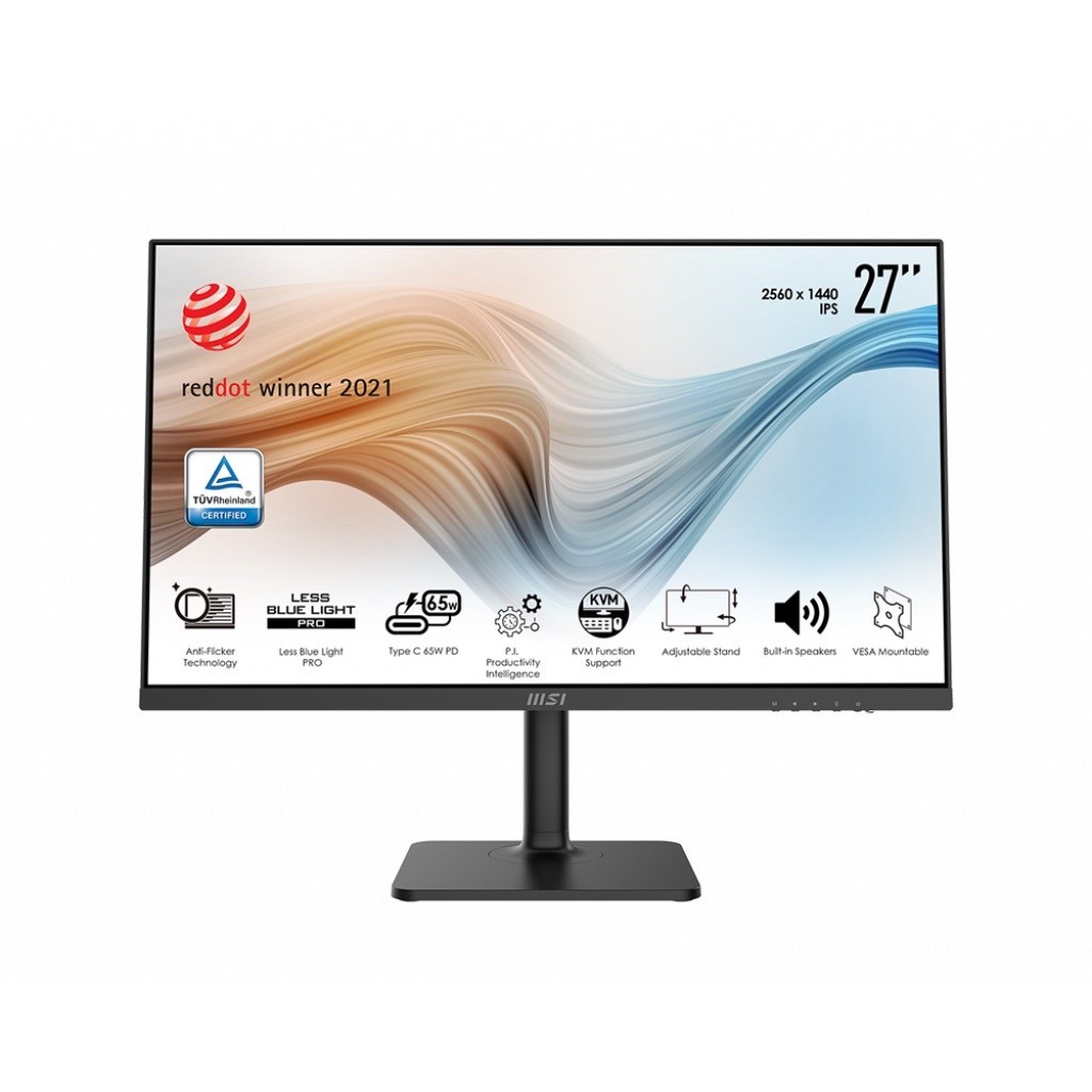 MSI Monitor รุ่น Modern MD272QP 27" IPS 2K (WQHD, 4ms, Type-C, DP, HDMI, SPK) sRGB 95%, 75Hz ประกันศ