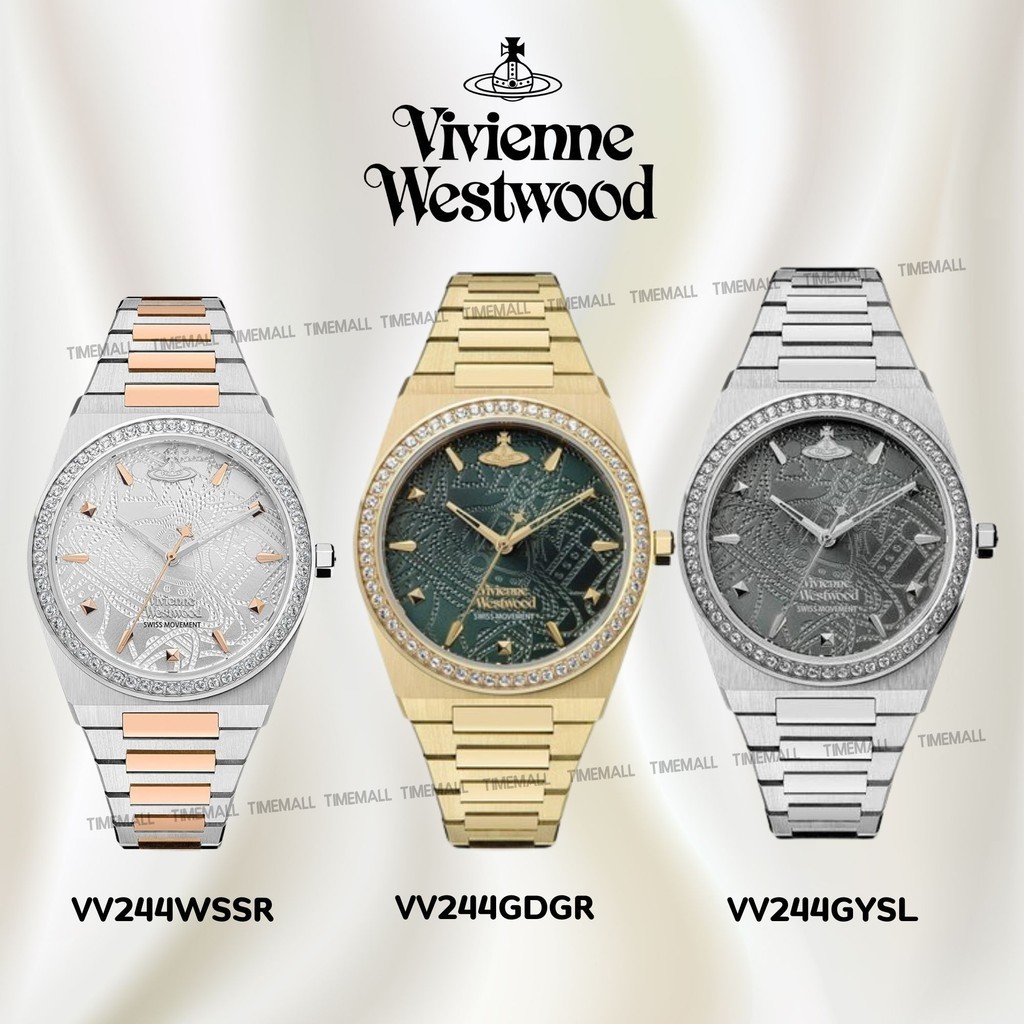 TIME MALL นาฬิกา Vivienne Westwood นาฬิกาข้อมือผู้หญิง นาฬิกาผู้หญิง แบรนด์เนม  Brandname รุ่น VV244GYSL