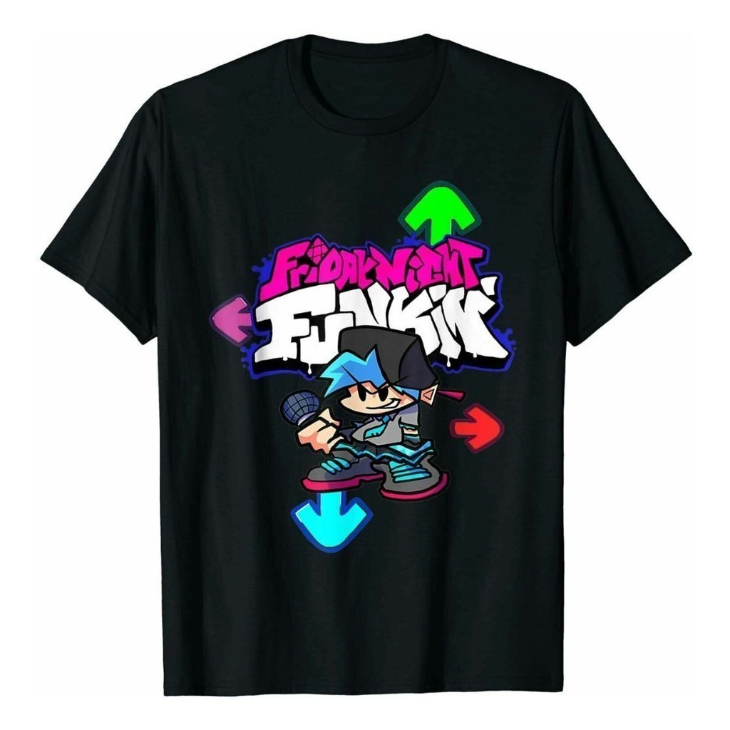 เสื้อยืดสีดำ Funny สำหรับเกม Friday Night Funkin