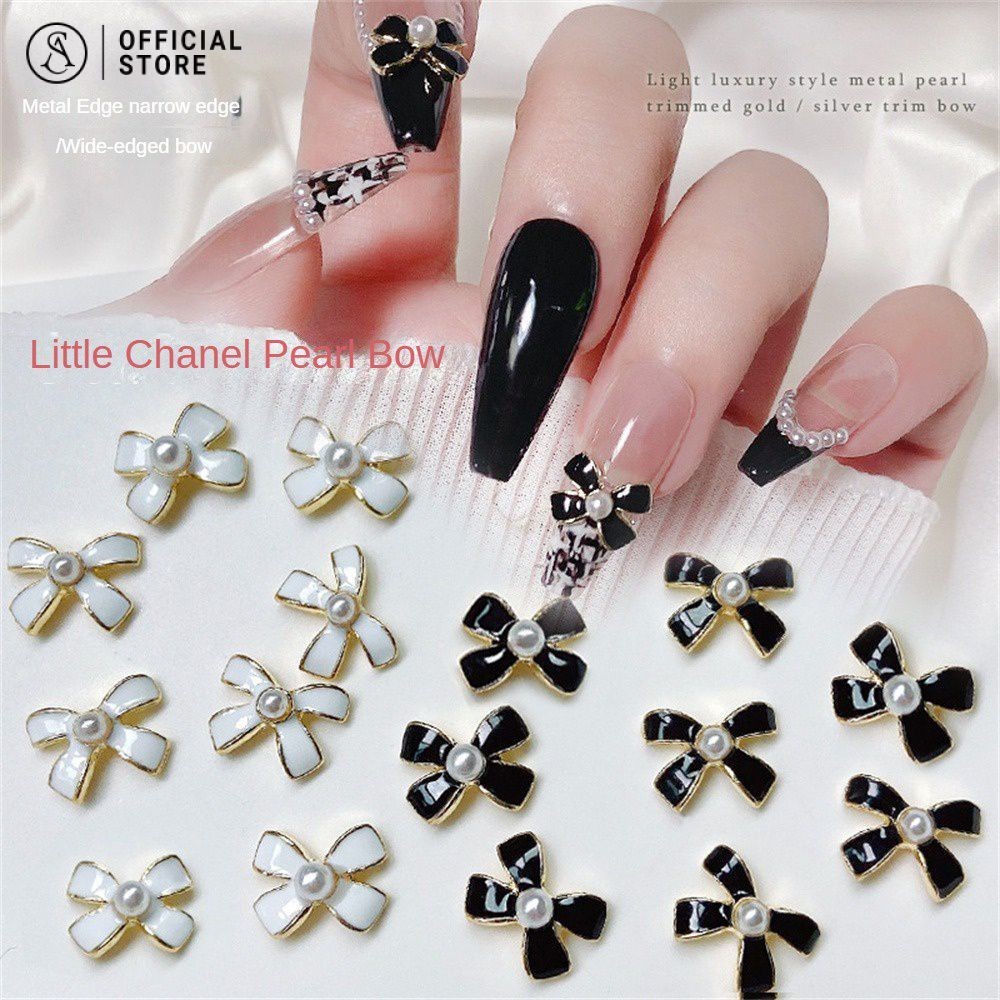 มุกผีเสื้อเล็บเครื่องประดับโบว์เล็บเจาะเล็บอุปกรณ์เสริมเล็บ 10 ชิ้น ตกแต่งเล็บ