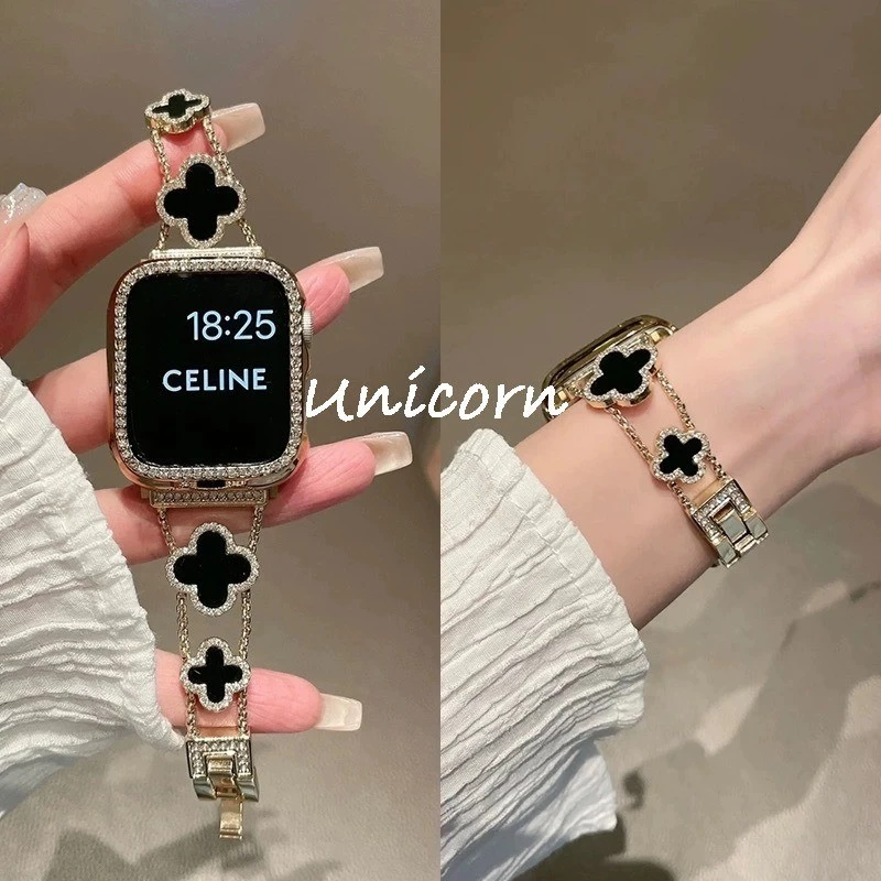 ผู้หญิงเพชรสร้อยข้อมือสําหรับ แอปเปิล ดู 46/42/41 มม.40 มม.44 มม.45 มม.38 มม.เข็มขัดโลหะนาฬิกา วงดนตรี ฉันดู ชุด 11 10 9 8 7 กับ 6 5 4 3 พิเศษ3 49 มม