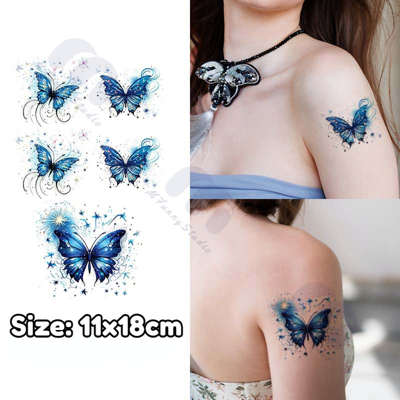 【MF Magic Tattoo 】 รอยสักชั ่ วคราวกันน ้ ํายาวนานรอยสักปลอมยาวนานยาวนาน 15 วันผีเสื ้ อ Tattoo 016