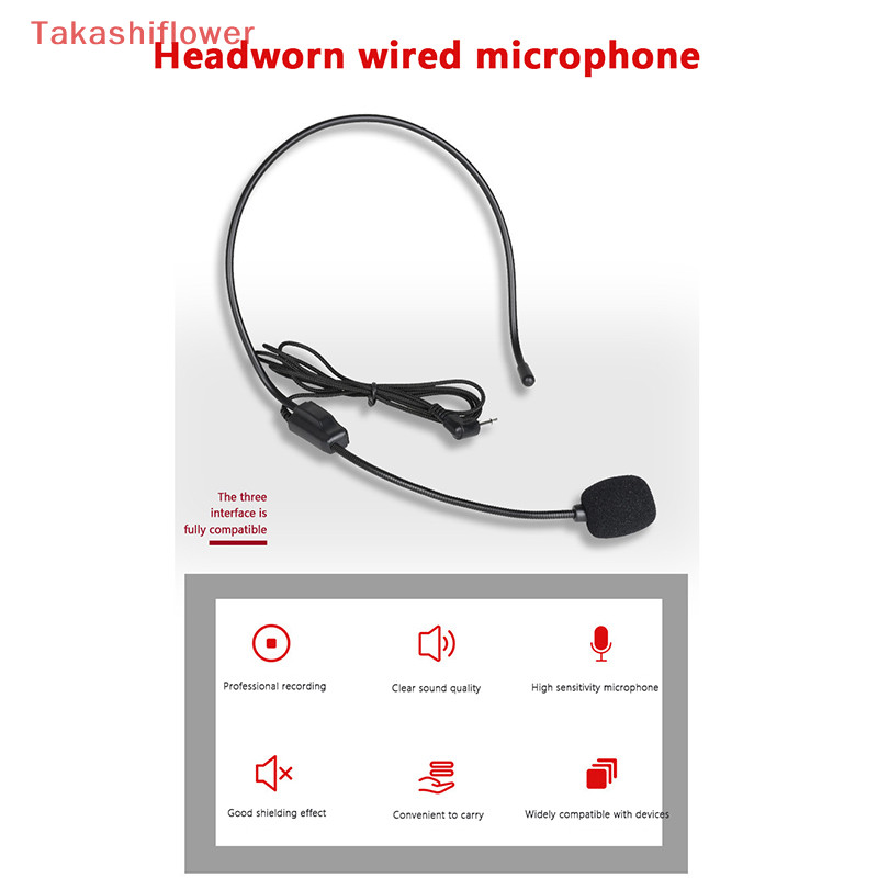 ( Takashiflower แบบพกพาหัวติดตั ้ งชุดหูฟังไมโครโฟนแบบมีสาย 3.5 มม.ปลั ๊ กไมโครโฟนสําหรับห ้ างสรรพสินค ้ าครูทัวร ์ คู ่ มือเครื ่ องขยายเสียงโทรศัพท ์ ข ้ าวสาลี Bee หู