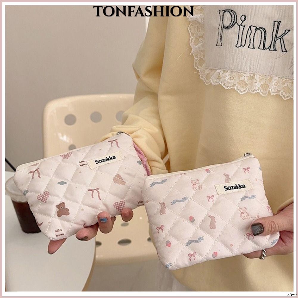 Tonfashion กระเป ๋ าใส ่ เหรียญ , กระเป ๋ าสตางค ์ เหรียญแบบพกพาขนาดเล ็ ก , แฟชั ่ นลายดอกไม ้ กระเป ๋ าเก ็ บผ ้ าฝ ้ าย Lady Girls