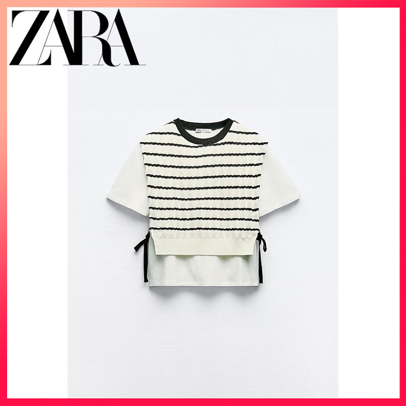 Zara 24 ผลิตภัณฑ ์ ฤดูร ้ อนใหม ่ ผู ้ หญิงเสื ้ อยืดลายเย ็ บปะติดปะต ่ อกัน
