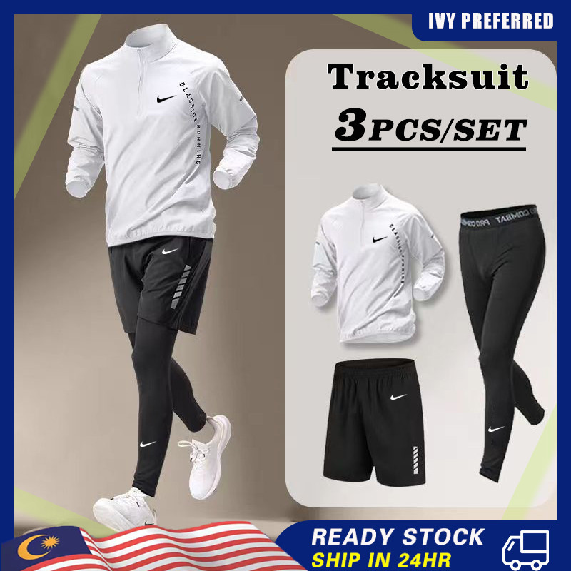 【3 ชิ้น / เซต】ชุดกีฬาผู้ชาย พลัสไซซ์ ผ้าเรยอน แห้งเร็ว เสื้อระบายอากาศ แขนสั้น เสื้อยืด กางเกงขาสั้น ชุดลําลอง ฤดูร้อน ชุดวอร์มกลางแจ้ง ชุดกีฬาแบดมินอน